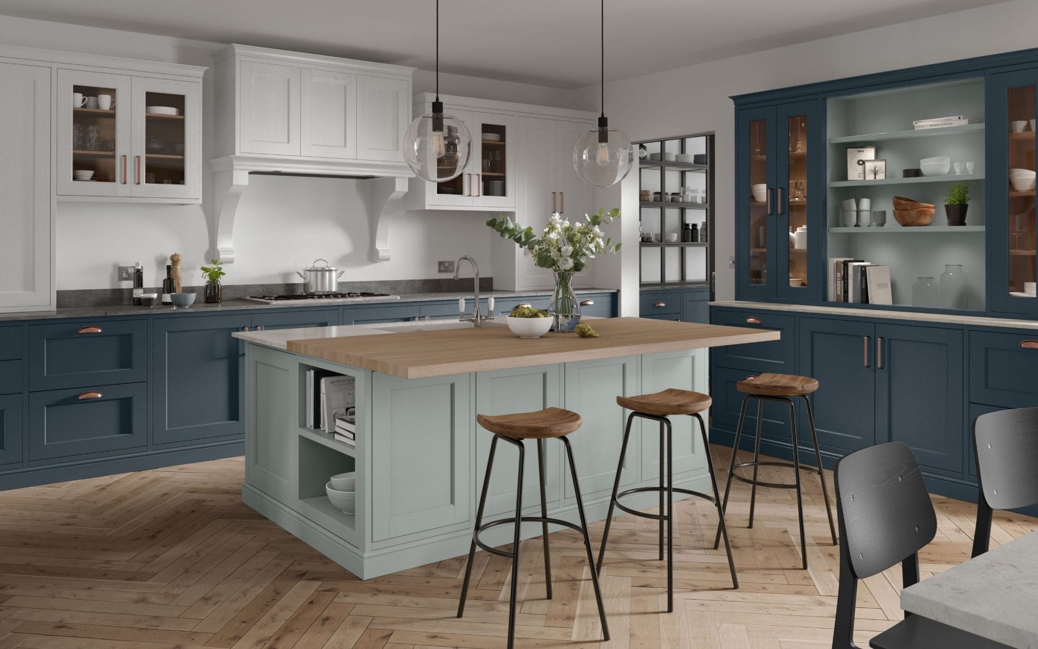 Grey and Blue Kitchen