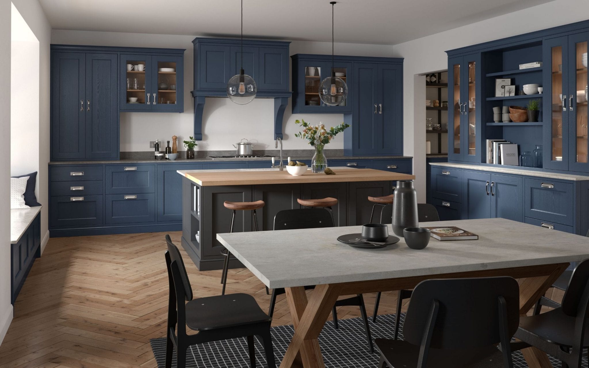 In-Frame Kitchen In Blue