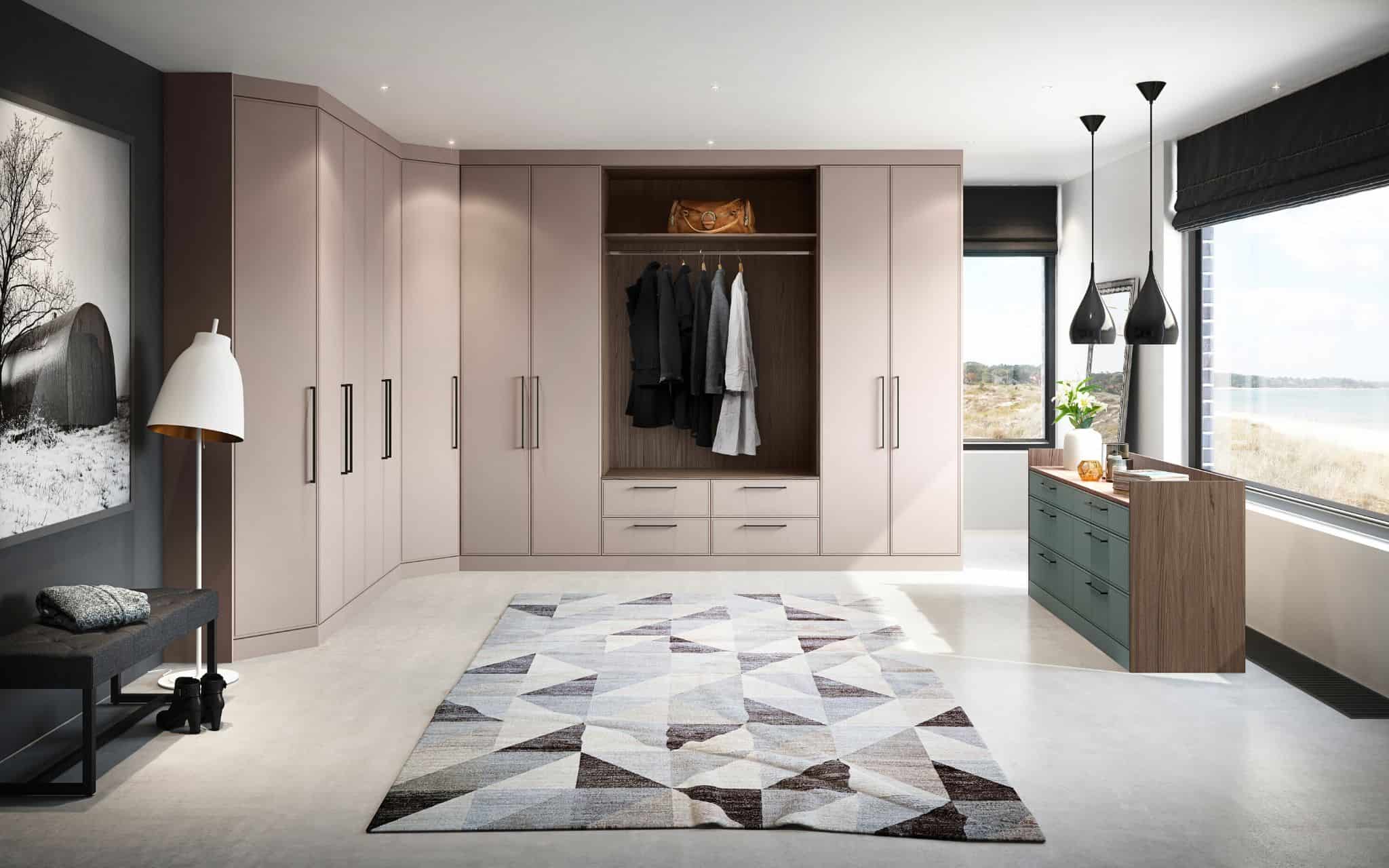 modern bedroom with wardrobes