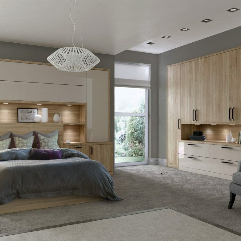 Como Rough Cut Oak & Gloss Cashmere Bedroom