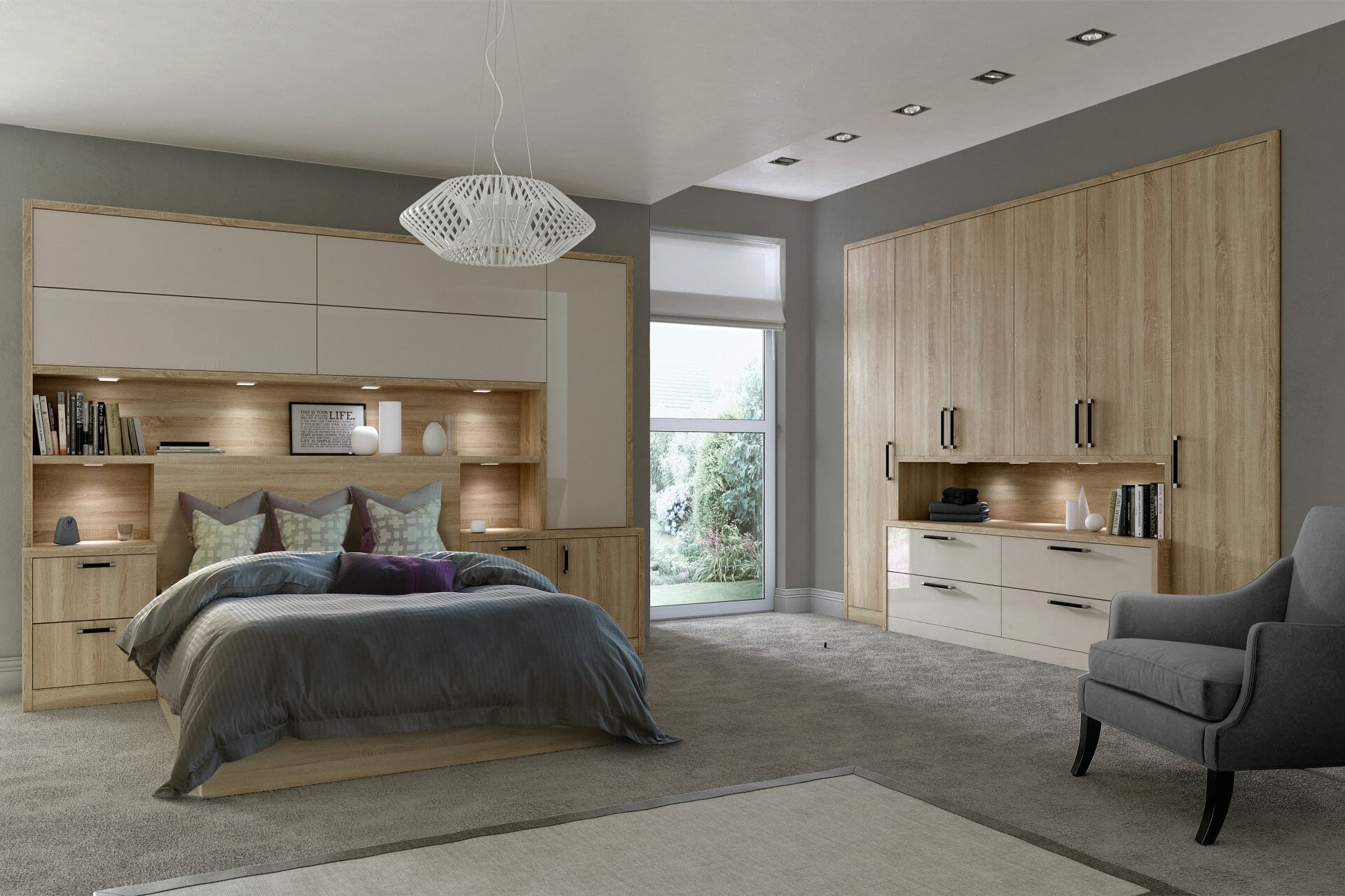 Como Rough Cut Oak & Gloss Cashmere Bedroom