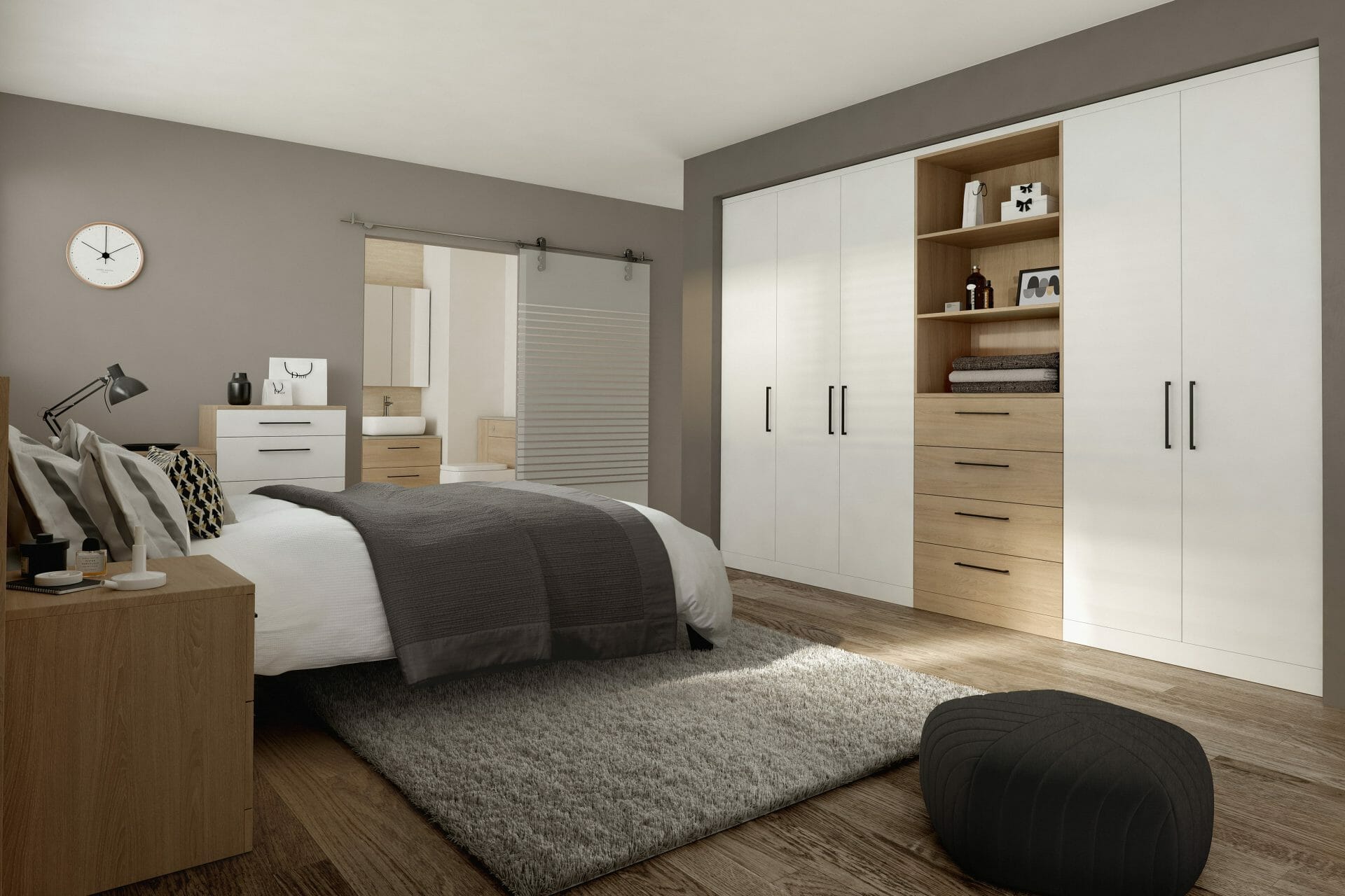 Roma Blonde Wood & Frost White Bedroom