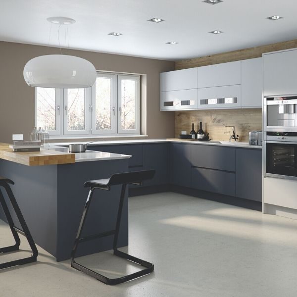 Modern Kitchen in matt blue